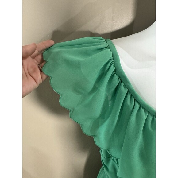 Vintage Leo Narducci Ambiance Midi Green Silk Blend Zip Back Size M - Picture 2 of 6